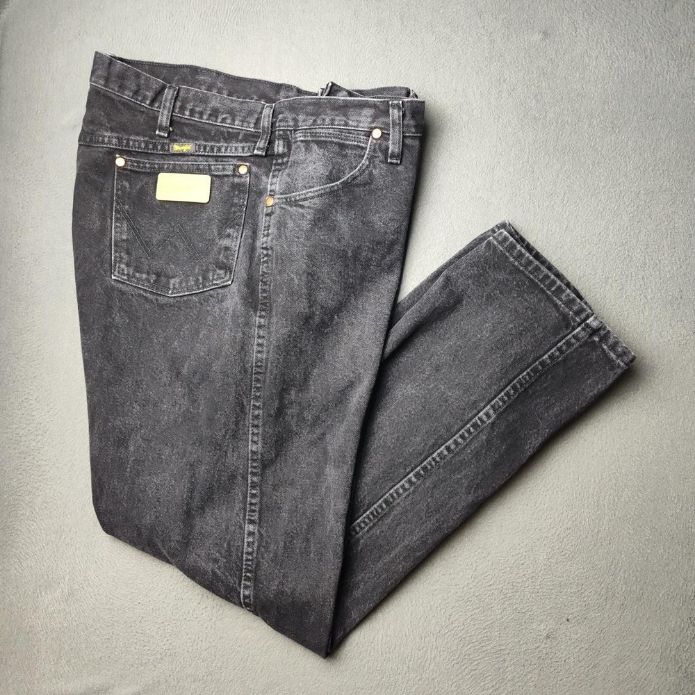 Wrangler Jeans Mens 40x32 Black Washed Denim Straight Leg 5 Pocket Cowboy Rodeo